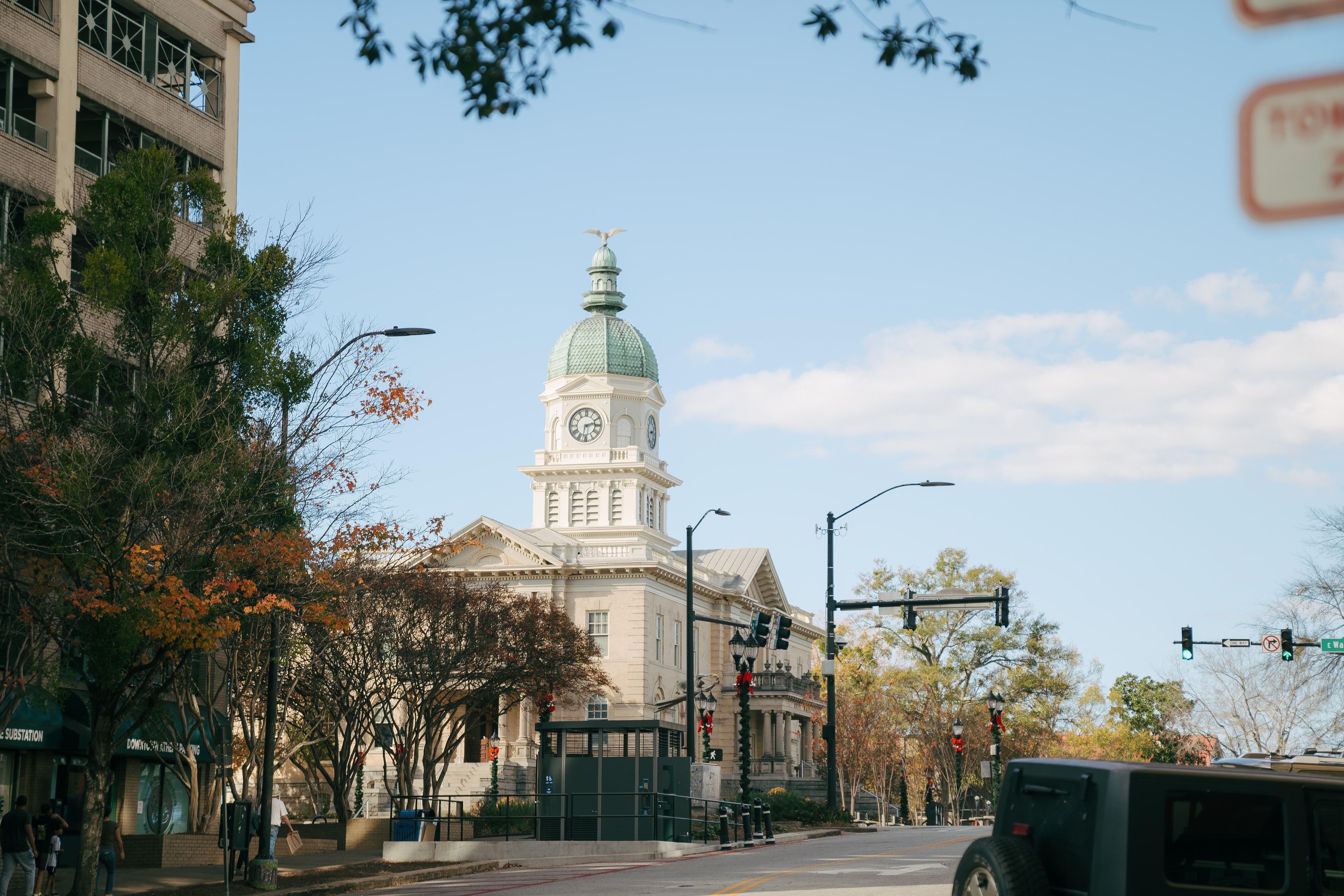 Historic Athens City Hall and downtown streetscape in Athens, Georgia